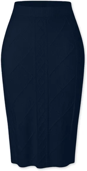 SANGTREE Women's Elastic High Waist Skirt Knit Stretchy Bodycon Midi Sweater Skirt