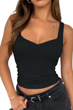 Sexy Tank Top for Women - Summer Cute Going Out Top Sleeveless V Neck Backless