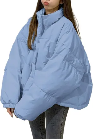 SHAOBGE Packable Puffer Jacket Women Women's Solid Color Loose And Thickened Standing Collar Bread Winter