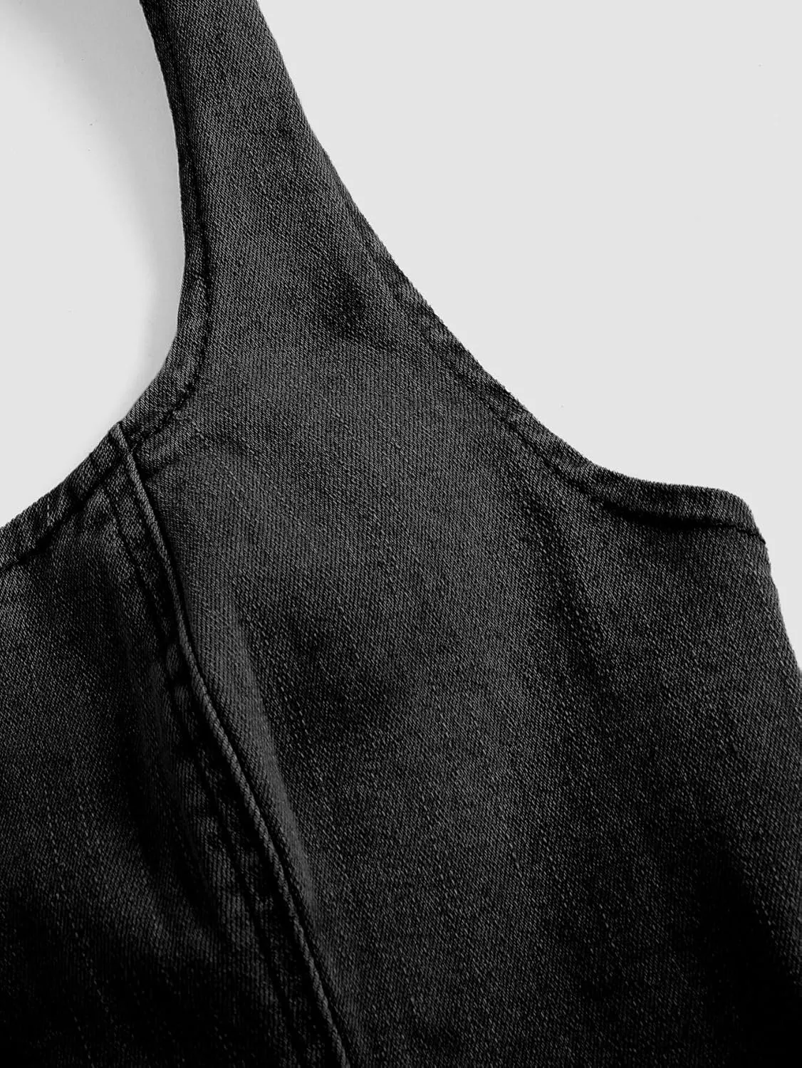 SHENHE Women's Denim Tops Y2K Halter Button Up Strapless Jean Vest Western Going Out Crop Top