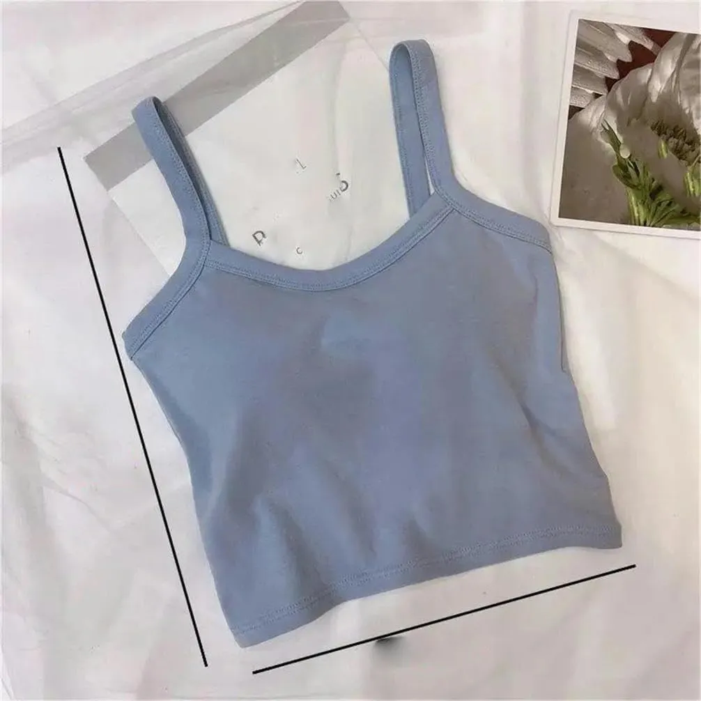Short top Women's Sleeveless top Camisole Basic T-Shirt Vest Tube top with Chest pad Sports Style Summer Base