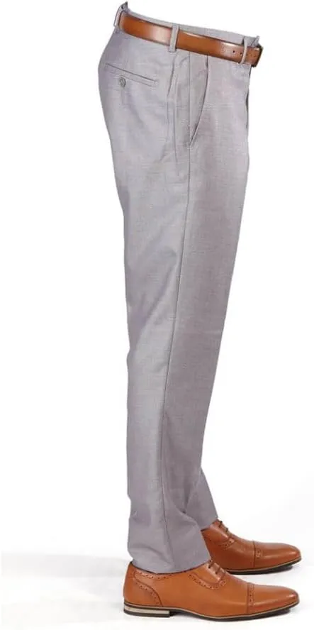 Slim Fit Men's Solid Suit Pants Trouser Flat Front No Pleats Dress Slacks