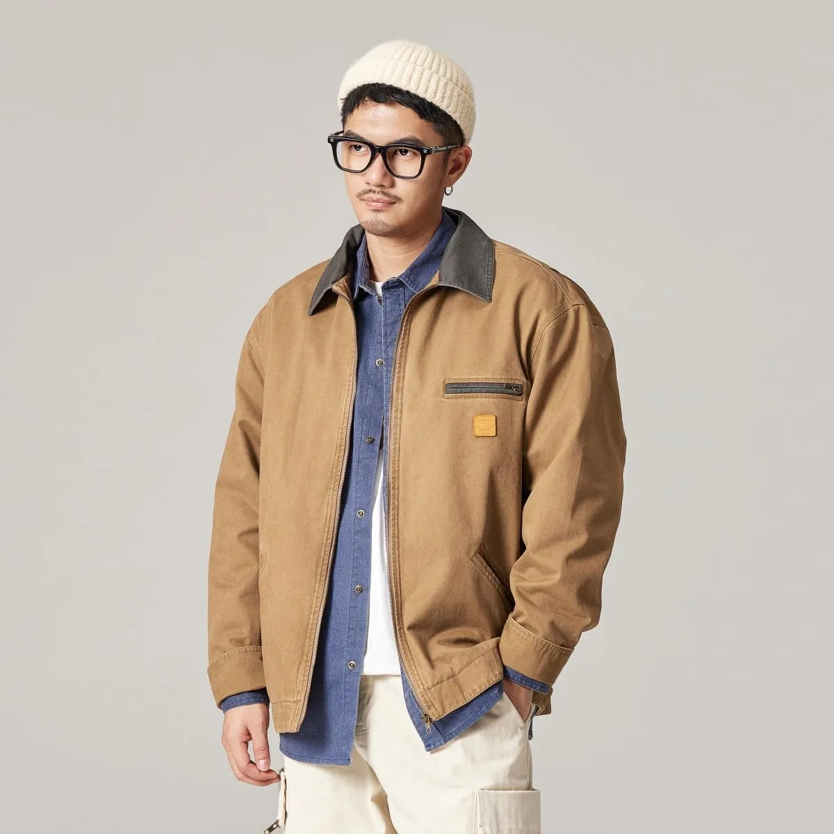 Spring Japanese Workwear Jacket for Men, Men's Denim Jacket