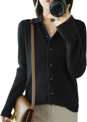 Spring/Sweater Women's Cardigan Sweater Coat Shirt Collar Cashmere Cardigan