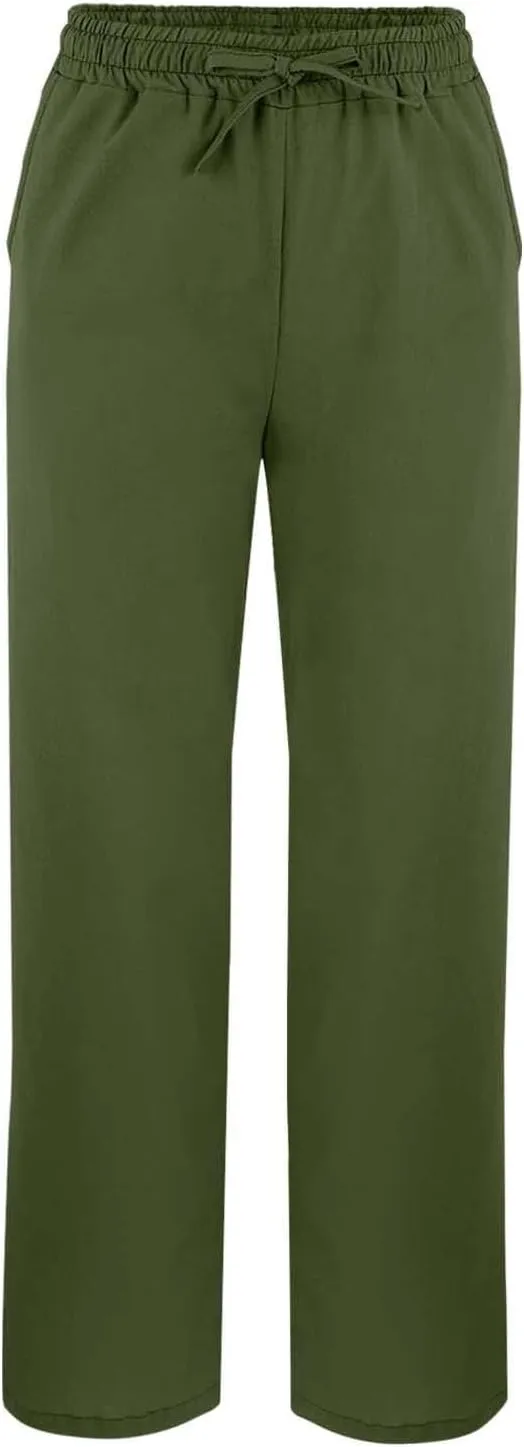 Summer Capri Pants for Women 2025 Linen Straight Leg Loose Casual Pants Casual Lounge Travel Trousers with Pockets