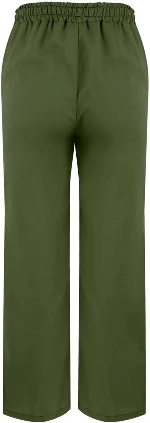 Summer Capri Pants for Women 2025 Linen Straight Leg Loose Casual Pants Casual Lounge Travel Trousers with Pockets