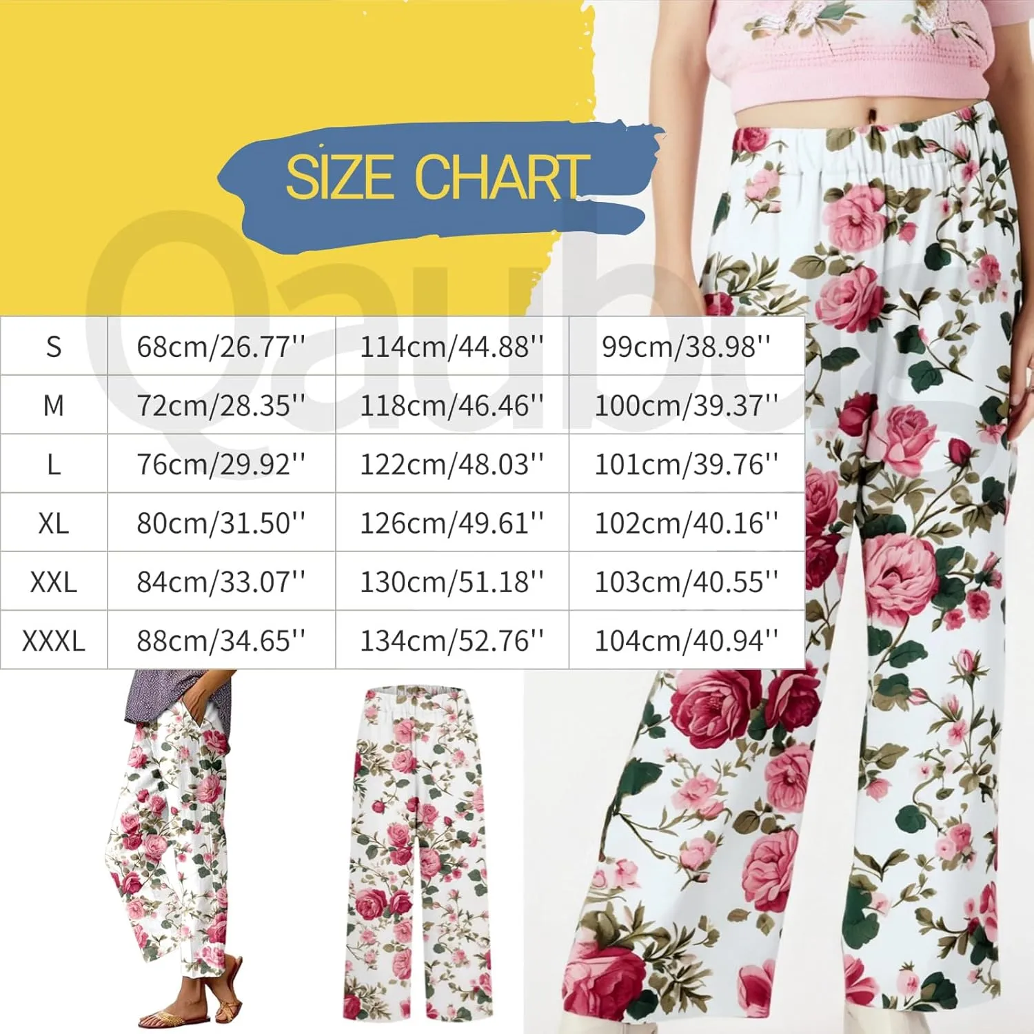 Summer Linen Pants for Women Wide Leg Boho Flowy Palazzo Pants Drawstring Loose Floral Casual Yoga Pant with Pockets