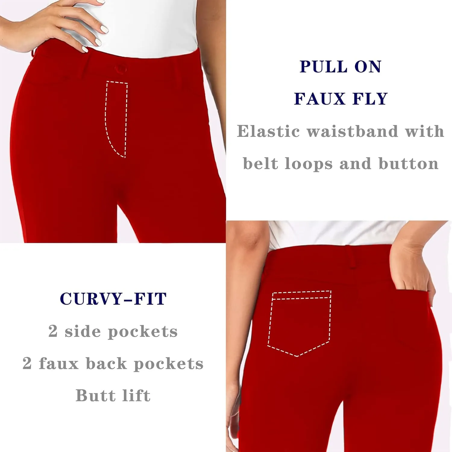 Tapata Women's 28''/30''/32''/34'' Stretchy Bootcut Dress Pants with Pockets Tall, Petite, Regular for Office Work Business