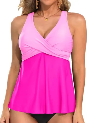 Tempt Me Women Tankini Top Only Flowy Swim Tops V Neck Bathing Suit Top