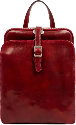 Time Resistance Leather Backpack Convertible to Shoulder Bag - Handmade For Laptops up to 12 Inches Daybag Rucksack