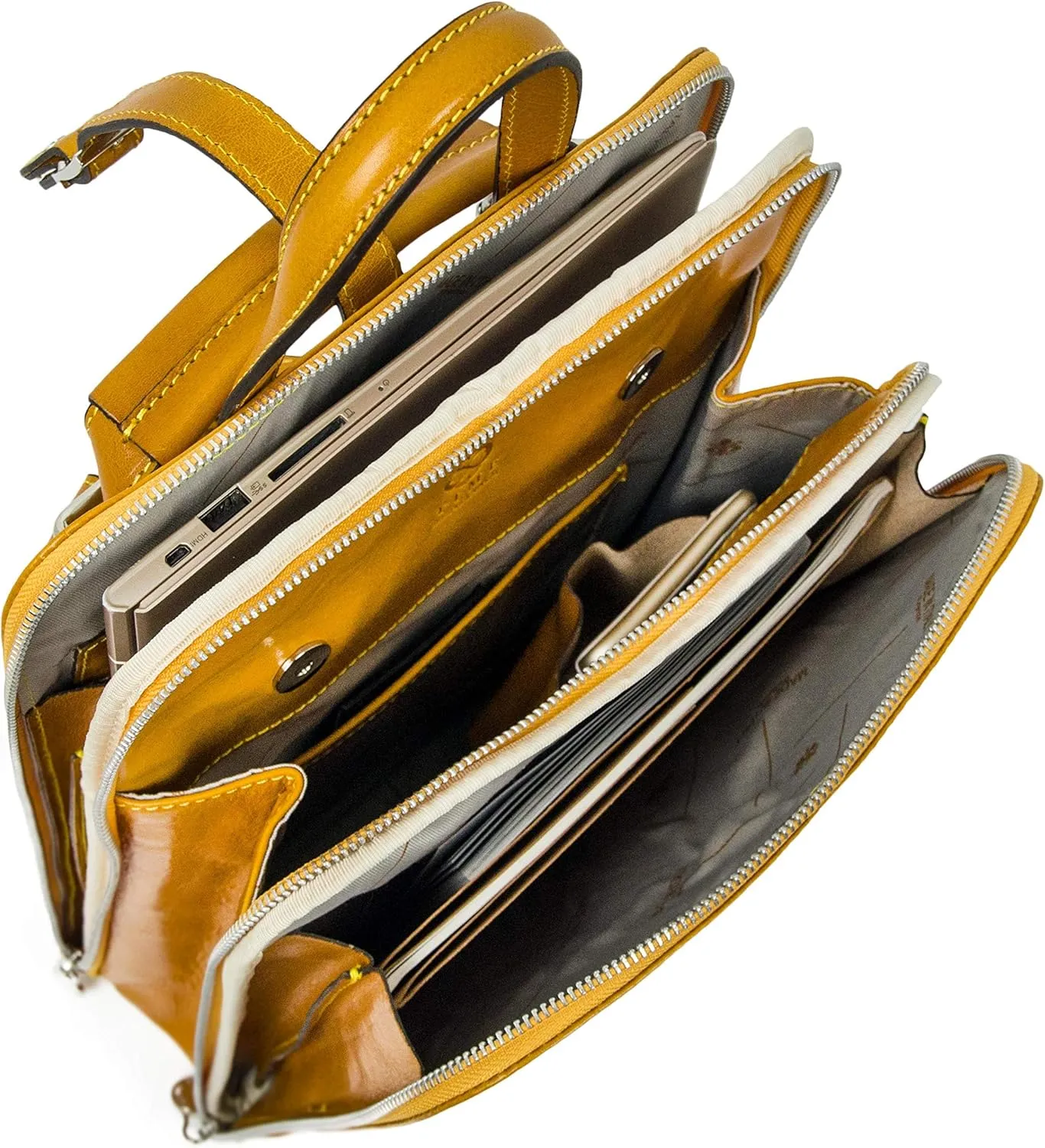 Time Resistance Leather Backpack Convertible to Shoulder Bag - Handmade For Laptops up to 12 Inches Daybag Rucksack