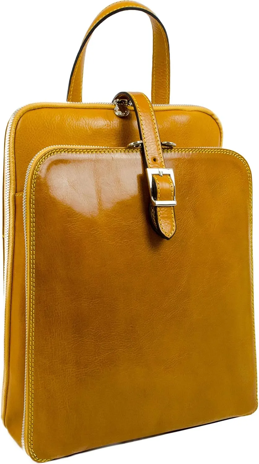 Time Resistance Leather Backpack Convertible to Shoulder Bag - Handmade For Laptops up to 12 Inches Daybag Rucksack