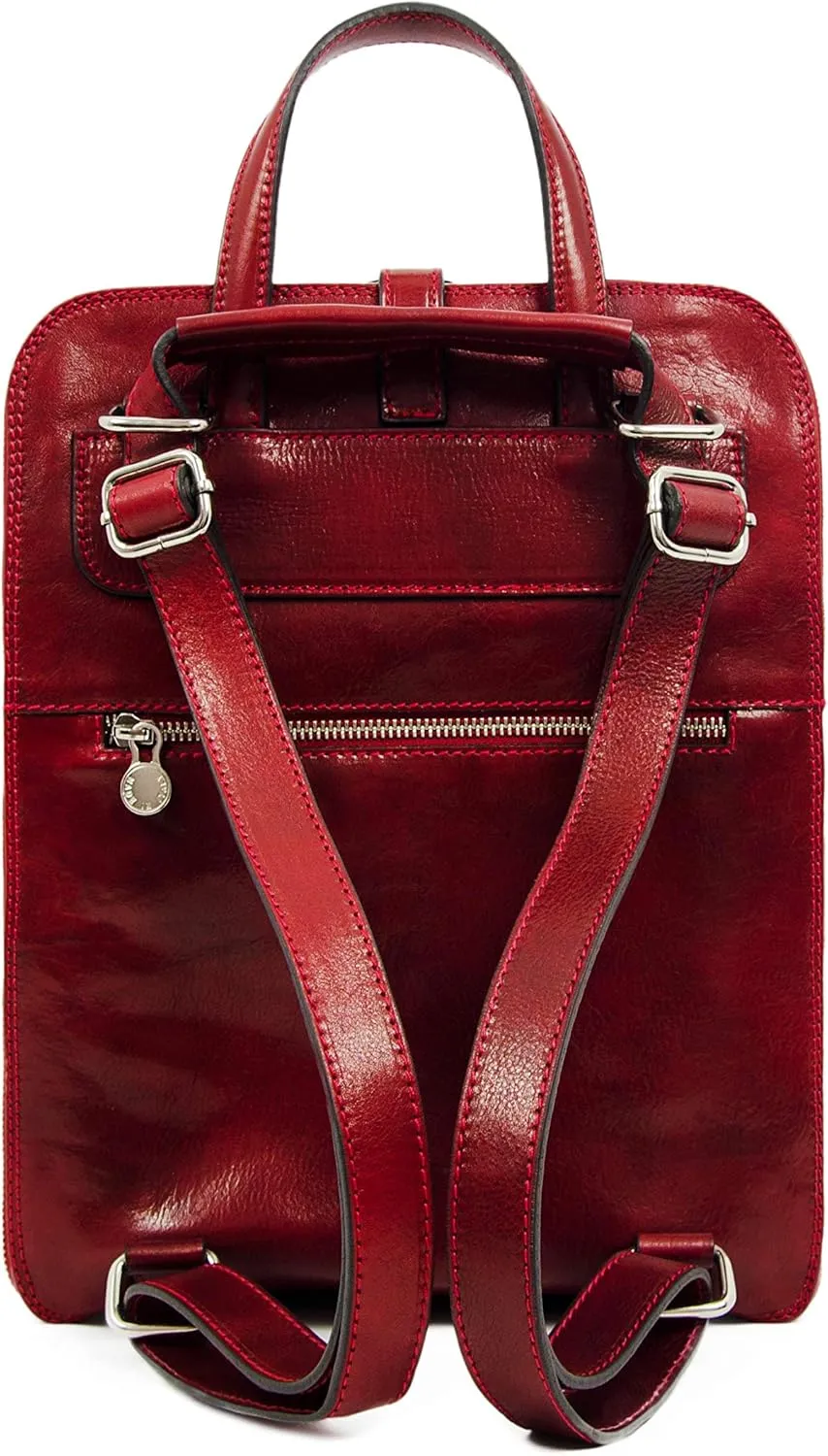 Time Resistance Leather Backpack Convertible to Shoulder Bag - Handmade For Laptops up to 12 Inches Daybag Rucksack