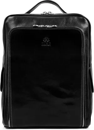 Time Resistance Leather Backpack for Men and Women - Black Business Backpack - Laptop Bag - Rucksack