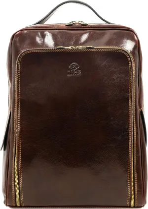 Time Resistance Leather Backpack for Men and Women - Brown Business Backpack - Laptop Bag - Rucksack