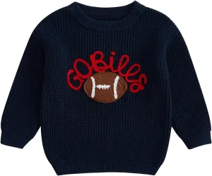 Toddler Baby Girl Boy Knit Football Sweater Long Sleeve Pumpkin Sweasthirt Fall Winter Clothes Football Outfit