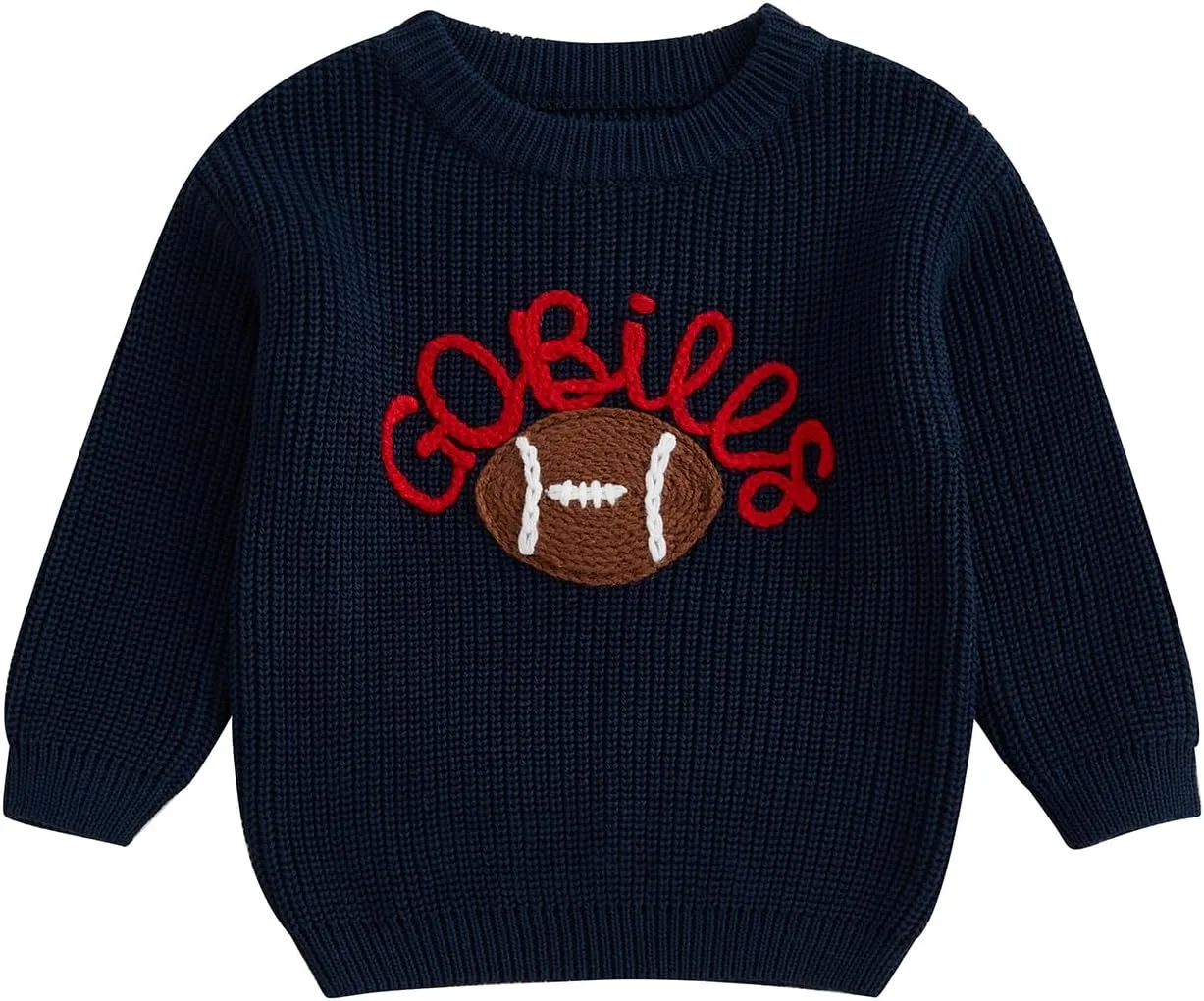 Toddler Baby Girl Boy Knit Football Sweater Long Sleeve Pumpkin Sweasthirt Fall Winter Clothes Football Outfit