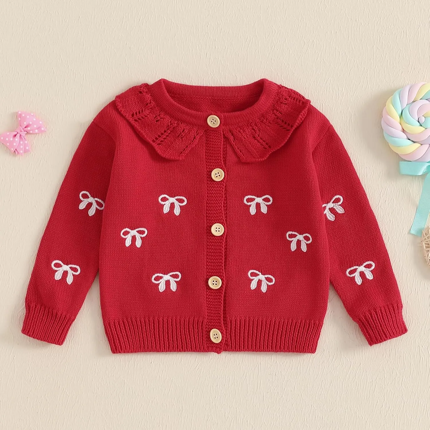 Toddler Baby Girl Thin Knit Sweater Coat Long Sleeve Button Up Cardigan Cable-Knit Knitwear Jacket Fall Winter Clothes