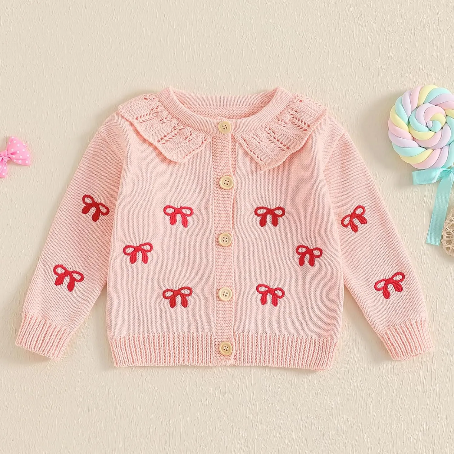 Toddler Baby Girl Thin Knit Sweater Coat Long Sleeve Button Up Cardigan Cable-Knit Knitwear Jacket Fall Winter Clothes
