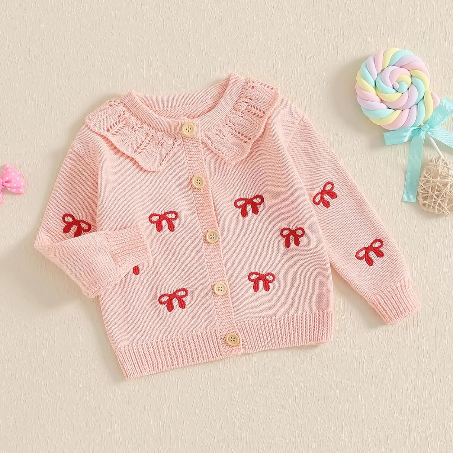 Toddler Baby Girl Thin Knit Sweater Coat Long Sleeve Button Up Cardigan Cable-Knit Knitwear Jacket Fall Winter Clothes