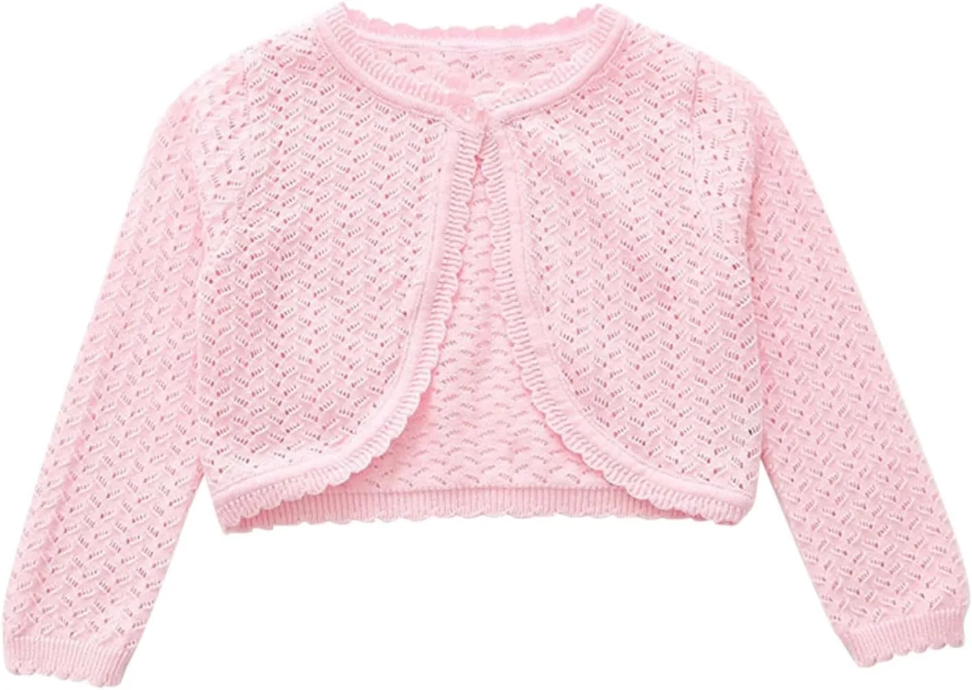 Toddler Baby Girls Shru Bolero Cardigan Knitted Long Sleeve Button Closure Lace Cropped Sweaters Tops Outwear