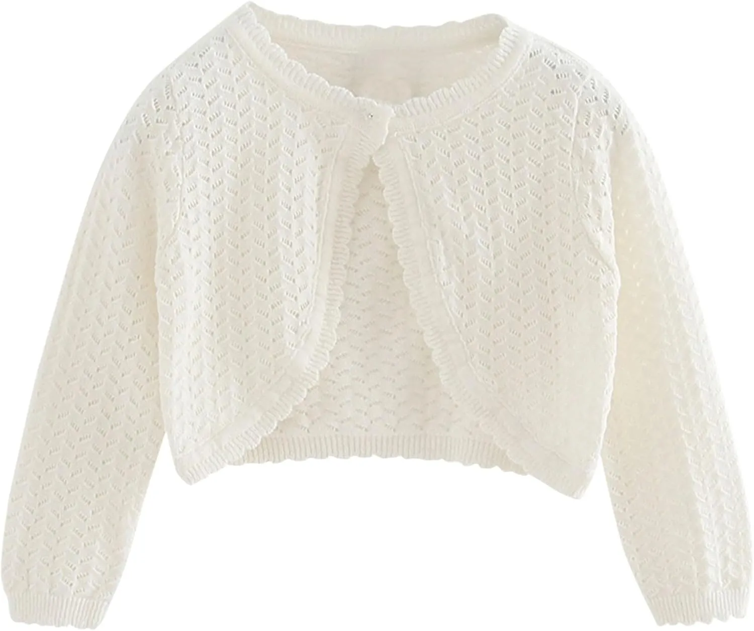 Toddler Baby Girls Shru Bolero Cardigan Knitted Long Sleeve Button Closure Lace Cropped Sweaters Tops Outwear