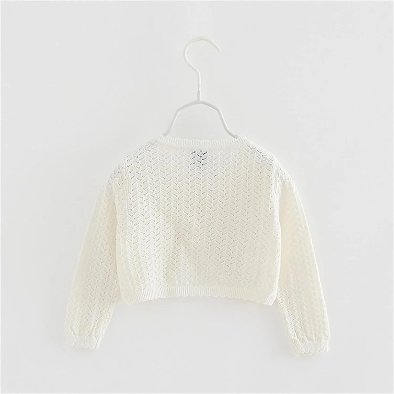 Toddler Baby Girls Shru Bolero Cardigan Knitted Long Sleeve Button Closure Lace Cropped Sweaters Tops Outwear