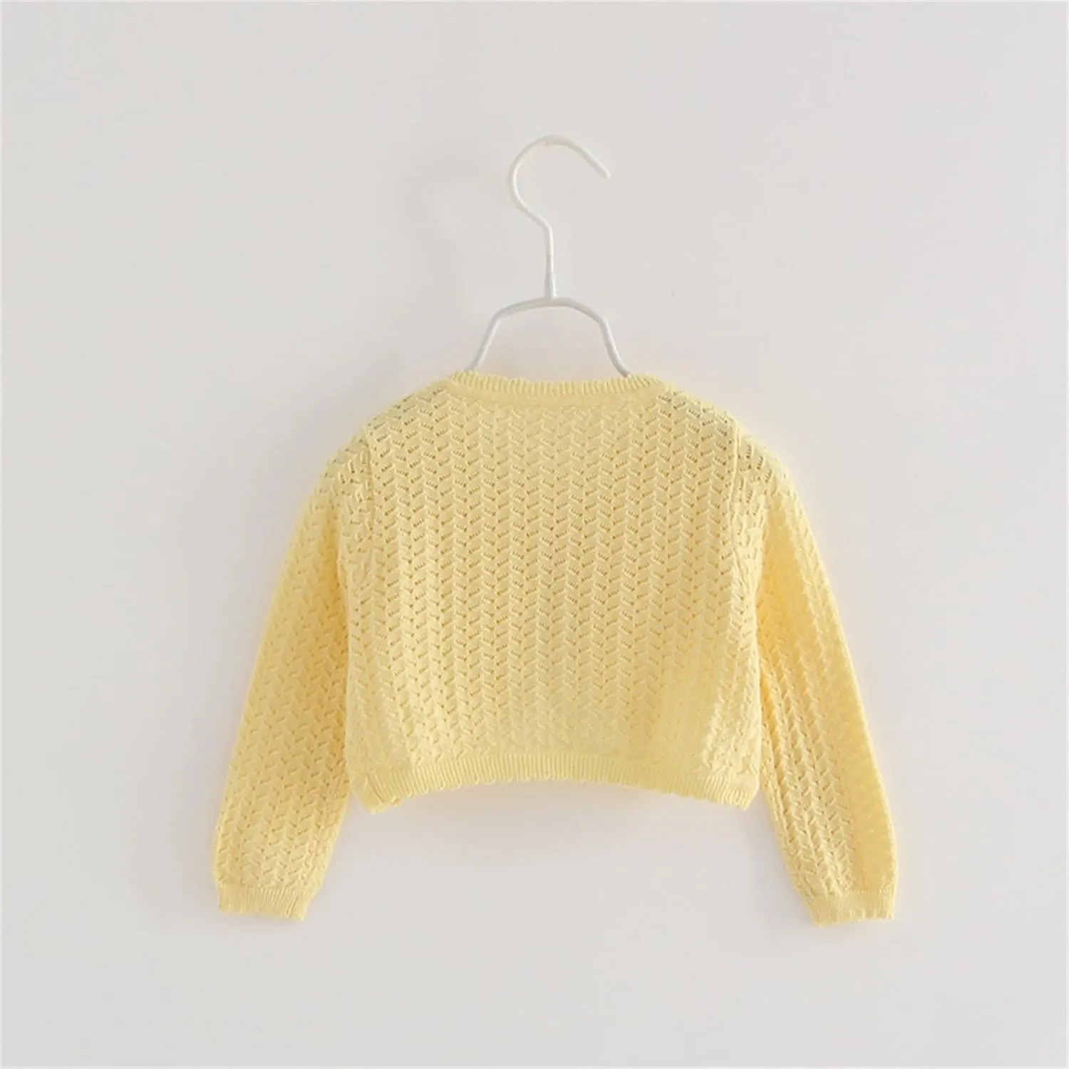 Toddler Baby Girls Shru Bolero Cardigan Knitted Long Sleeve Button Closure Lace Cropped Sweaters Tops Outwear
