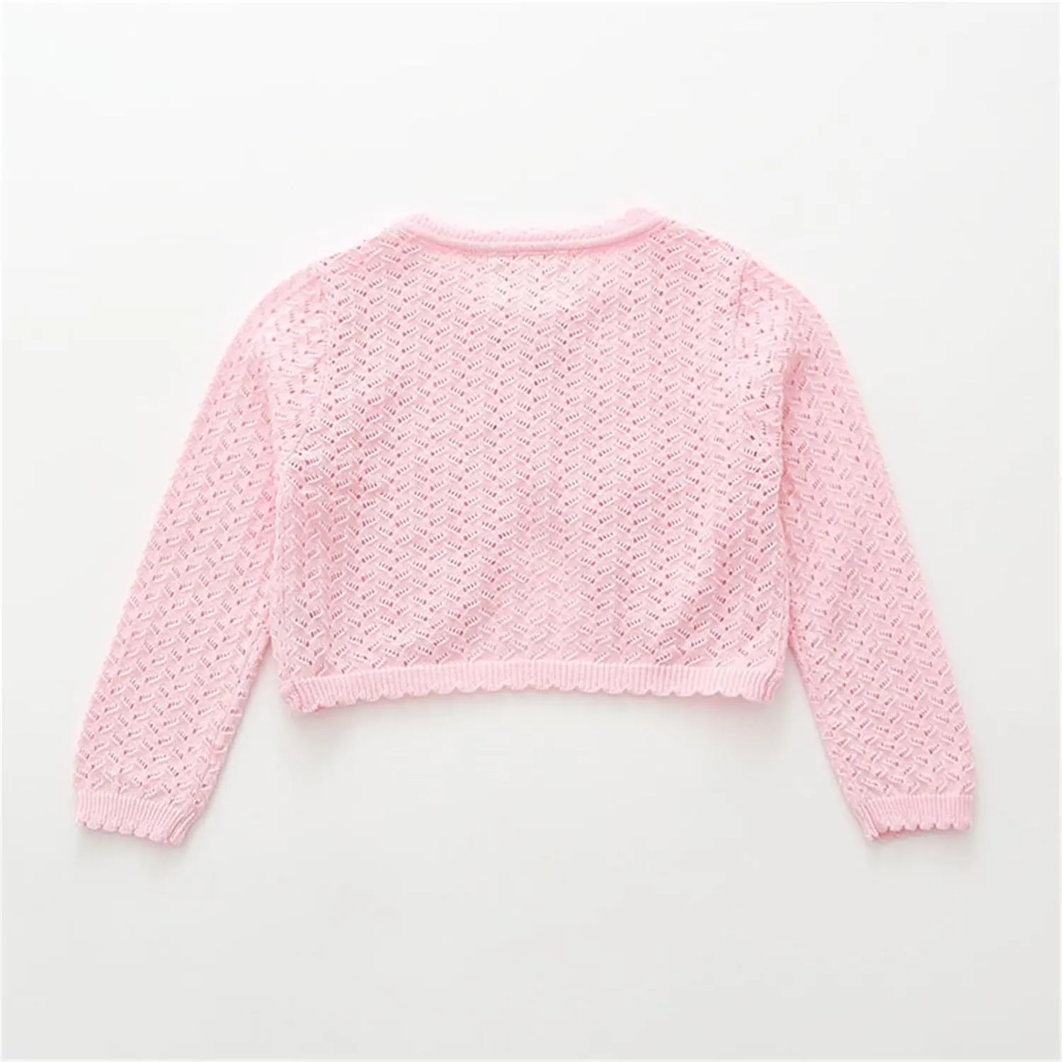 Toddler Baby Girls Shru Bolero Cardigan Knitted Long Sleeve Button Closure Lace Cropped Sweaters Tops Outwear