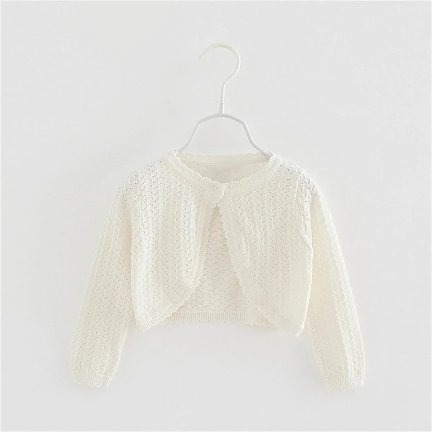 Toddler Baby Girls Shru Bolero Cardigan Knitted Long Sleeve Button Closure Lace Cropped Sweaters Tops Outwear