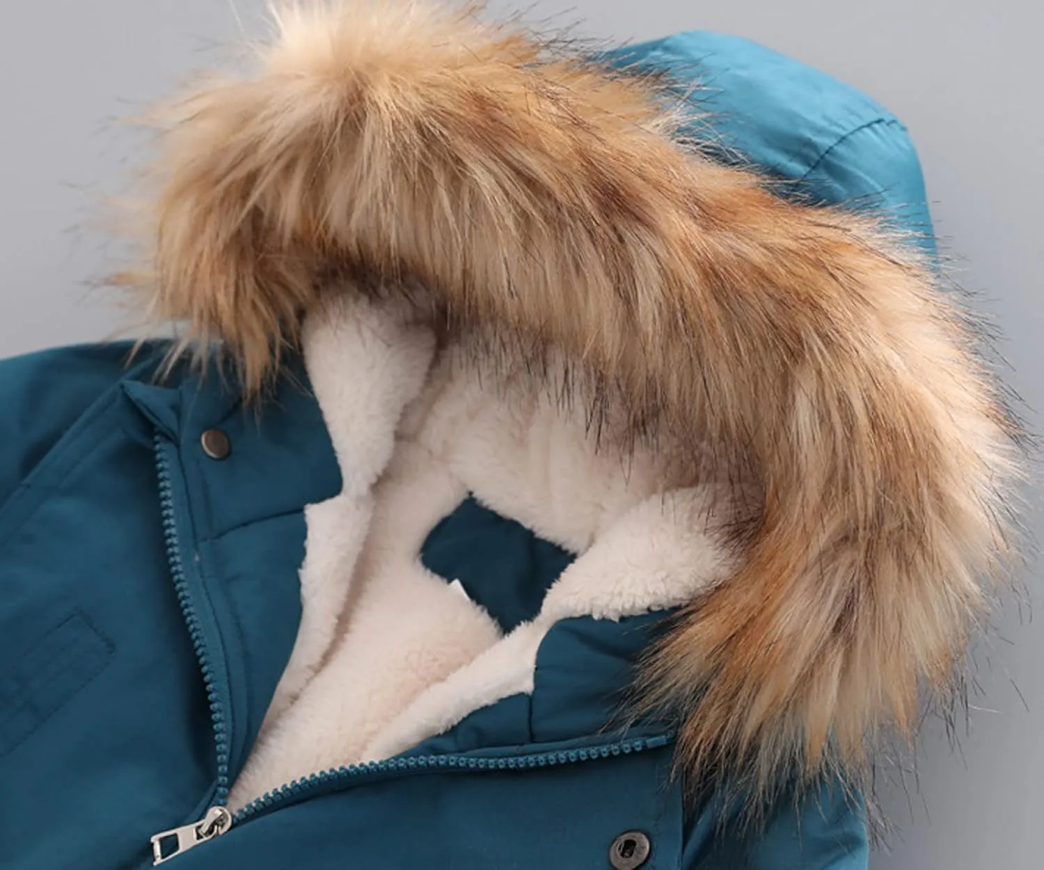 Toddler Girls Boy's Thick Cotton-Padded Parka Jacket Faux Fur Hooded Fleece Coat for Kids Midweight Winter Jacket