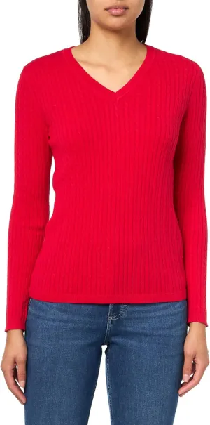Tommy Hilfiger womens Cotton Vneck Cable Lightweight Sweater
