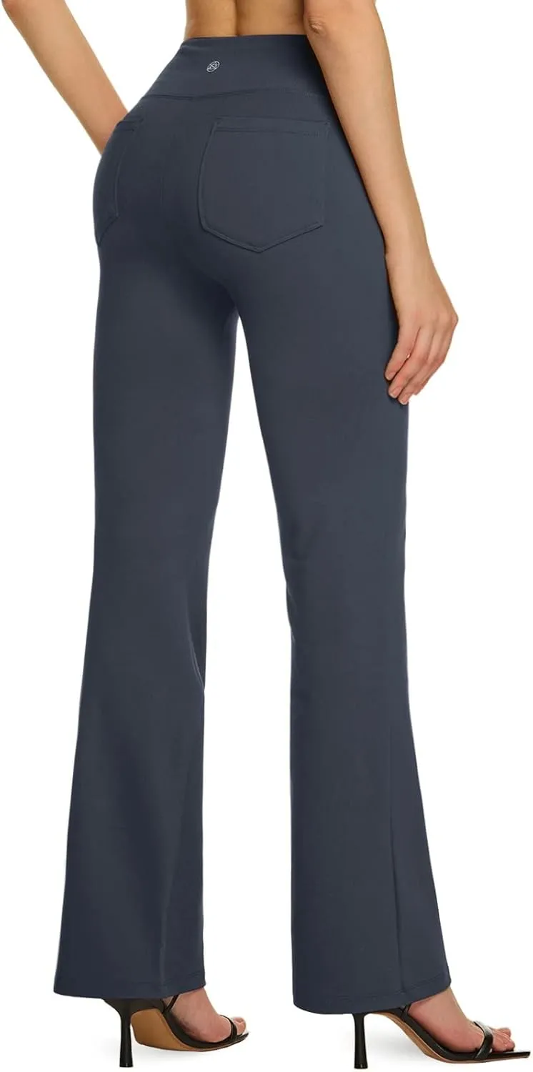 TSLA Women's Yoga & Dress Pants, Office Business Casual Work Slacks, Stretch Straight Leg/Bootcut Pants with 4 Pockets