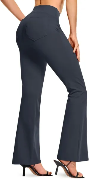 TSLA Women's Yoga & Dress Pants, Office Business Casual Work Slacks, Stretch Straight Leg/Bootcut Pants with 4 Pockets