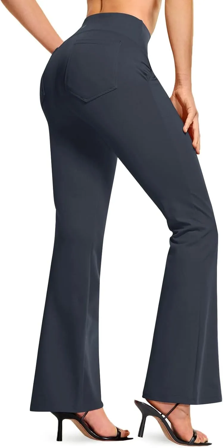 TSLA Women's Yoga & Dress Pants, Office Business Casual Work Slacks, Stretch Straight Leg/Bootcut Pants with 4 Pockets