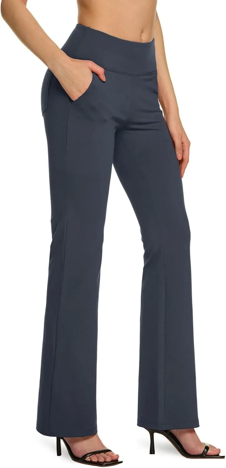 TSLA Women's Yoga & Dress Pants, Office Business Casual Work Slacks, Stretch Straight Leg/Bootcut Pants with 4 Pockets