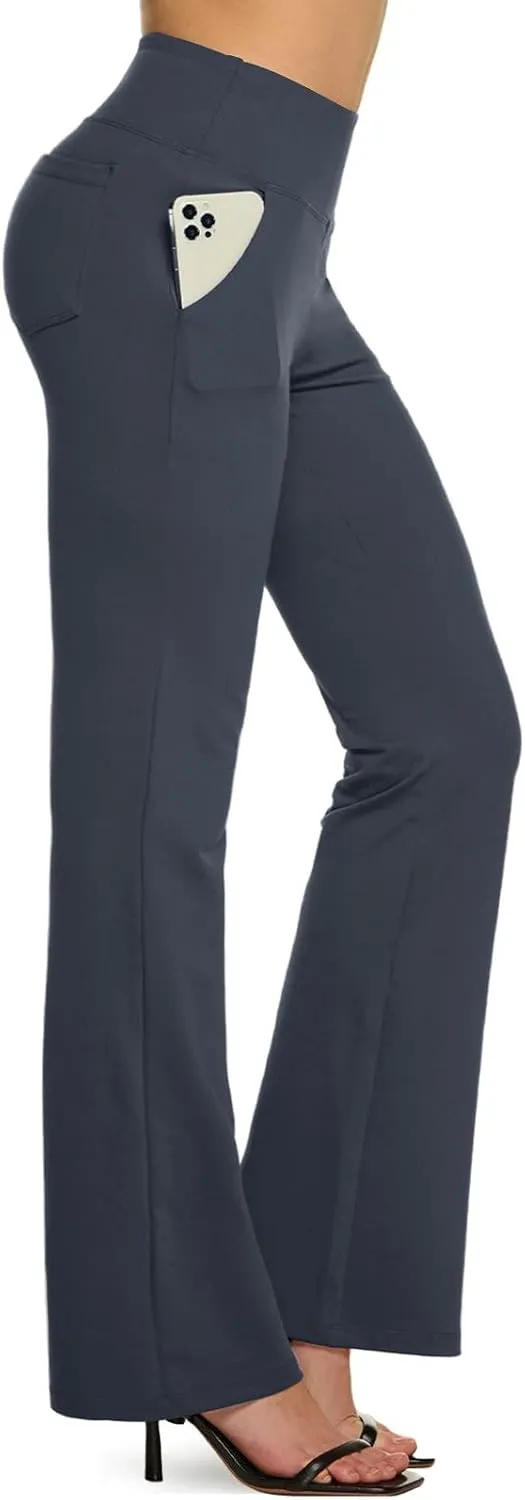 TSLA Women's Yoga & Dress Pants, Office Business Casual Work Slacks, Stretch Straight Leg/Bootcut Pants with 4 Pockets