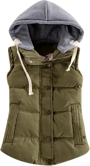 tuduoms Trendy Winter Vest Women Teen Girls Slim Fit Cotton Padded Jacket Vest Hooded Sleeveless Puffer Down Crop Top Gilet