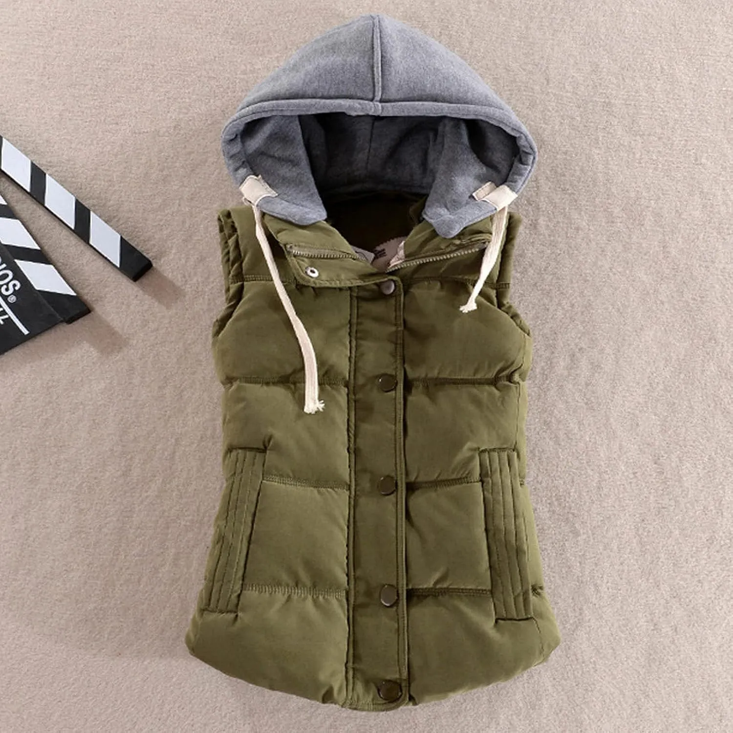 tuduoms Trendy Winter Vest Women Teen Girls Slim Fit Cotton Padded Jacket Vest Hooded Sleeveless Puffer Down Crop Top Gilet