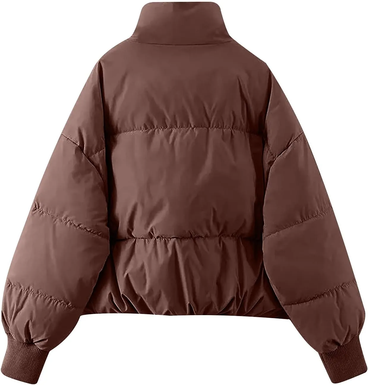 tuduoms Womens Winter Jackets Baggy Puffer Short Jacket Full Zipper Cropped Down Coat Teen Girls Light Quilted Parka Outwear