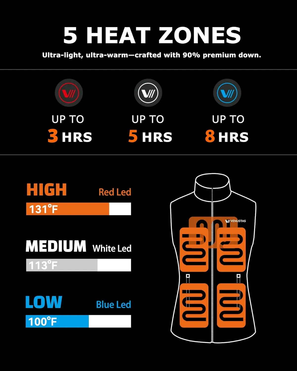 Venustas Women's Heated Down Vest with Battery Pack, 90% Duck Down Lightweight Electric Vest for Hiking Hunting Camping