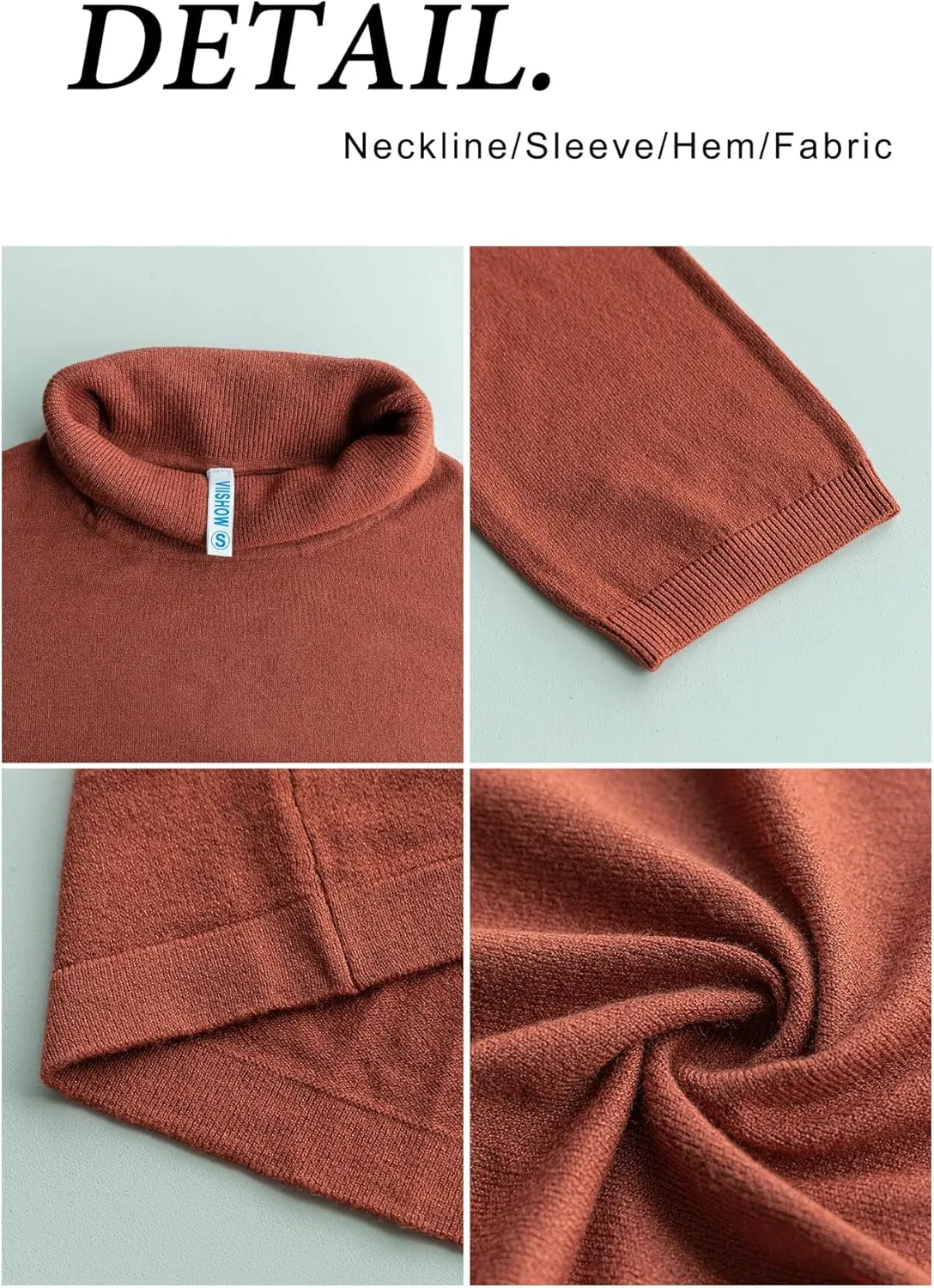 VIISHOW Women's Turtleneck Sweater Long Sleeve Cozy Warm Sweater Casual Lightweight Soft Pullover Jumper Tops