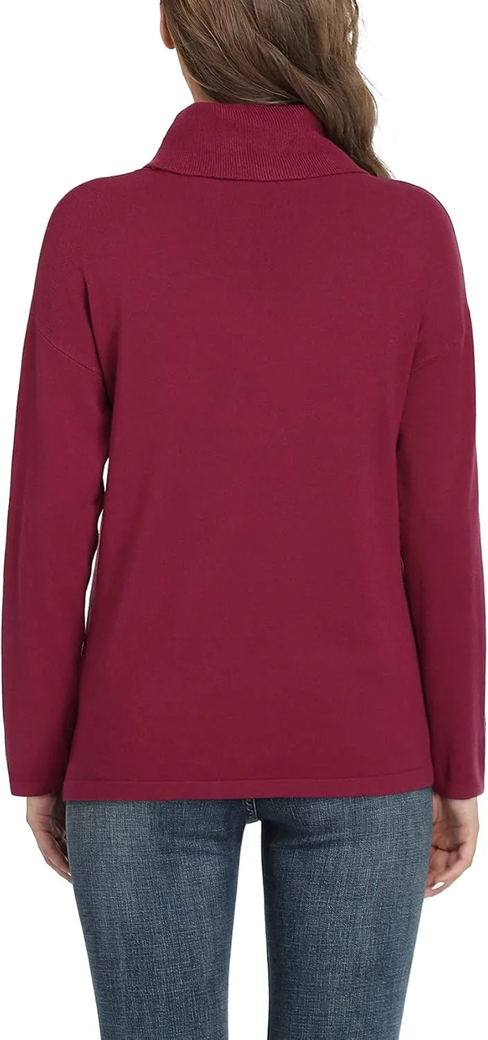VIISHOW Women's Turtleneck Sweater Long Sleeve Cozy Warm Sweater Casual Lightweight Soft Pullover Jumper Tops