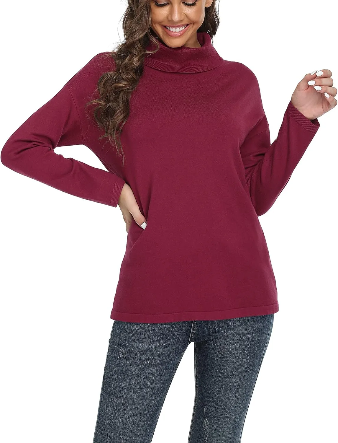 VIISHOW Women's Turtleneck Sweater Long Sleeve Cozy Warm Sweater Casual Lightweight Soft Pullover Jumper Tops