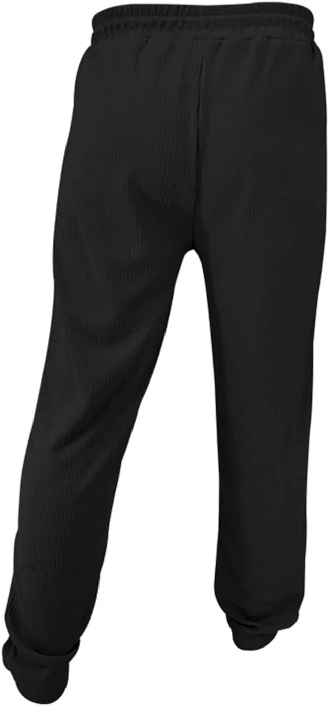 Waffle Pants for Men Corduroy Wide Leg Elastic Athletic Sweatpants Casual Loose Breathable Business Work Trousers