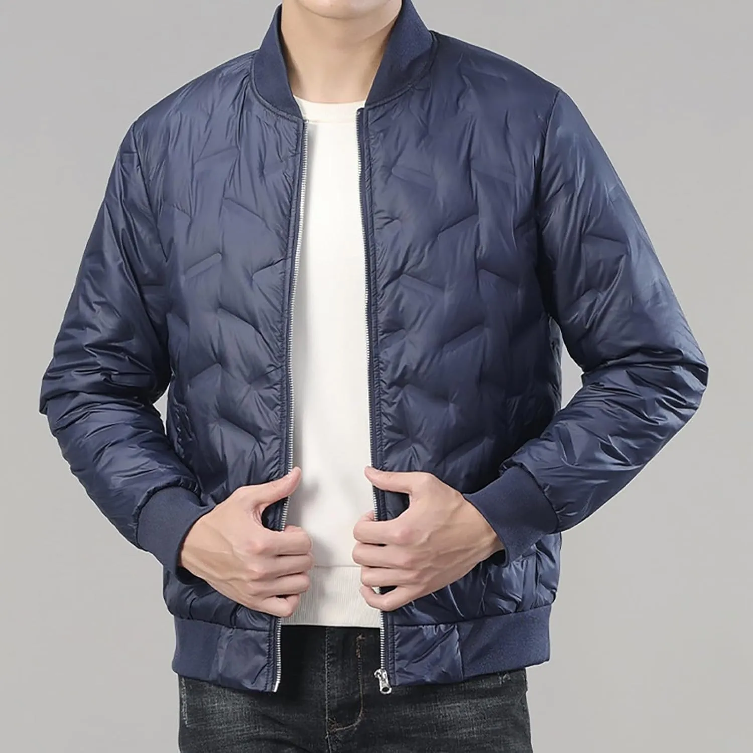 Warm Water Resistant Puffy Hooded Casual Loose Stand Up Collar Jacket with Removable Hood Packable Puffer Jacket