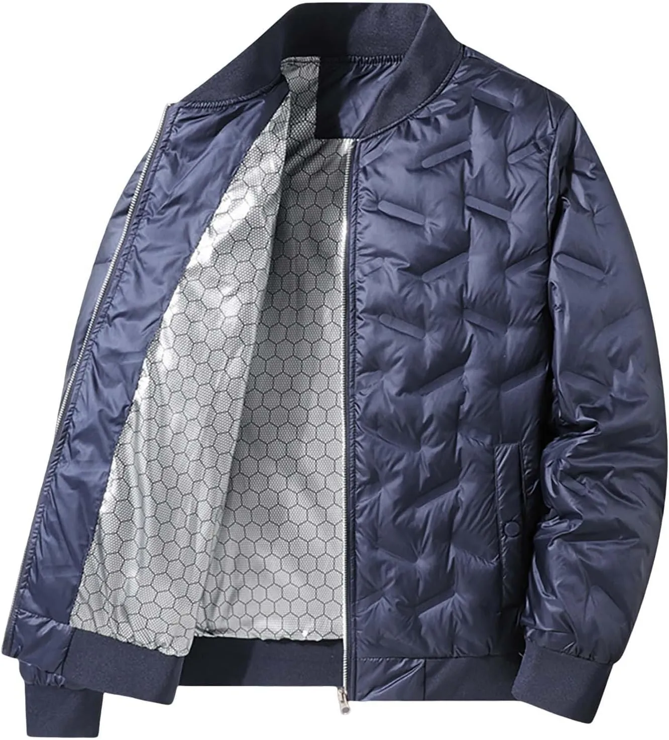 Warm Water Resistant Puffy Hooded Casual Loose Stand Up Collar Jacket with Removable Hood Packable Puffer Jacket