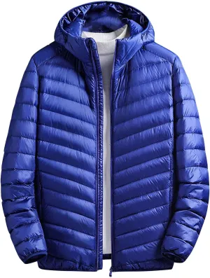 Warm Water Resistant Puffy Hooded Casual Loose Stand Up Collar Jacket with Removable Hood Packable Puffer Jacket