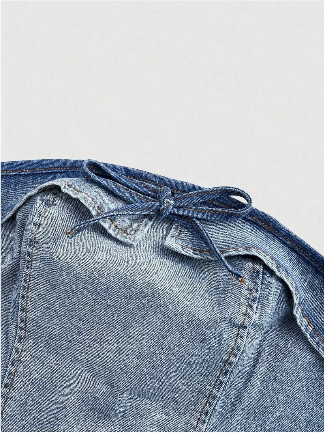 WDIRARA Women's Denim Tube Top Strapless Sleeveless Zip Back Bandeau Crop Top