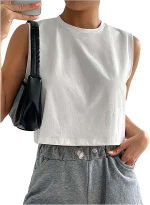WDIRARA Women's Y2k Camo Print Crop Tank Top Sleeveless Crewneck Streetwear Top
